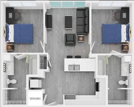 2BR/2BA - Premium Private floor plan